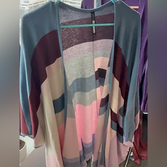 Sweaters - Multicolor Striped Open Cardigan